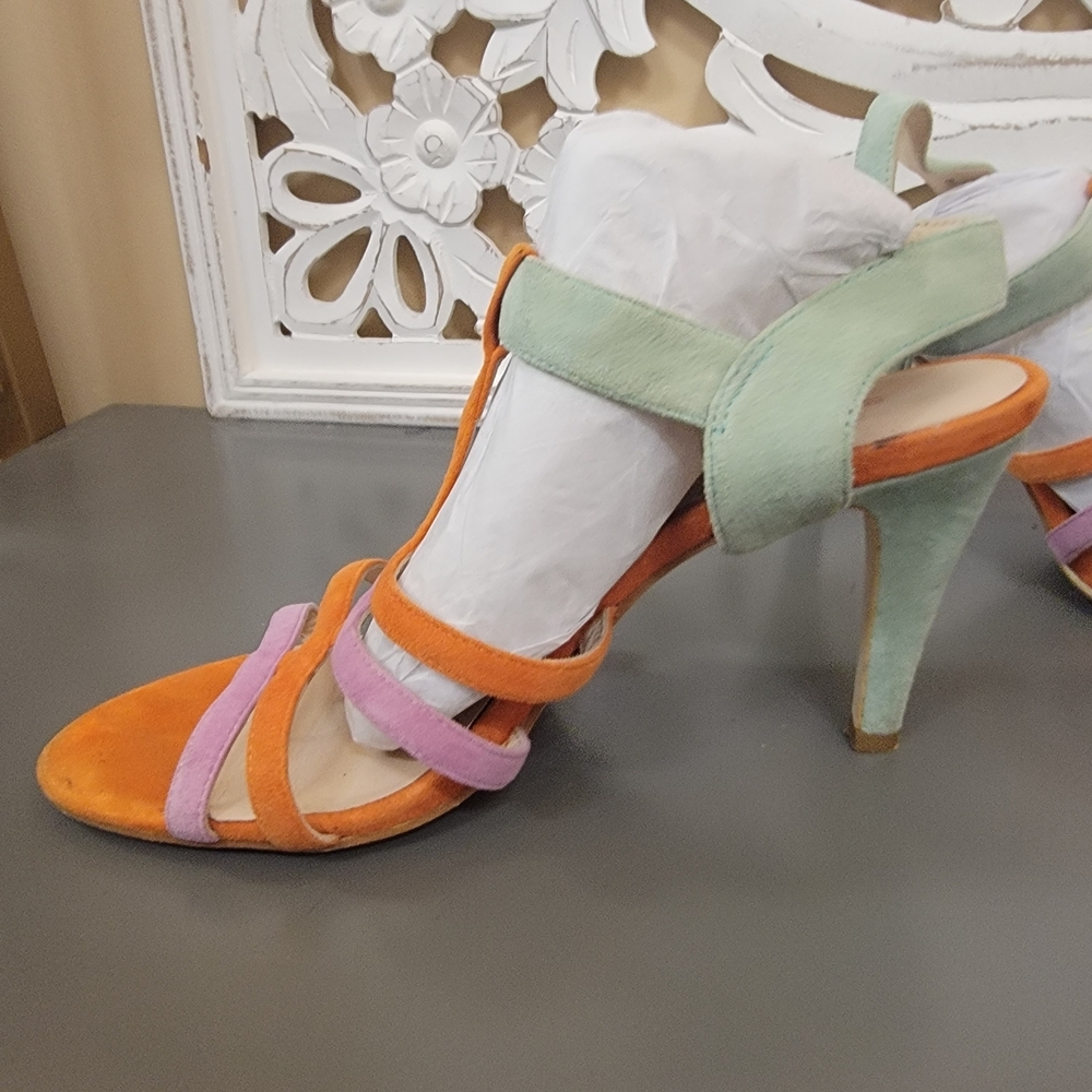 Sacha London Orange and Purple Strappy Sandals - Picture 4 of 8